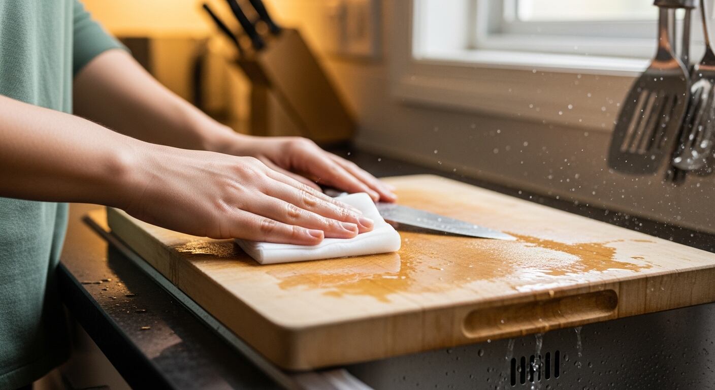 Las tablas de cortar requieren lavado cuidadoso para evitar transferencias entre alimentos crudos y listos para comer. (Imagen Ilustrativa Infobae)