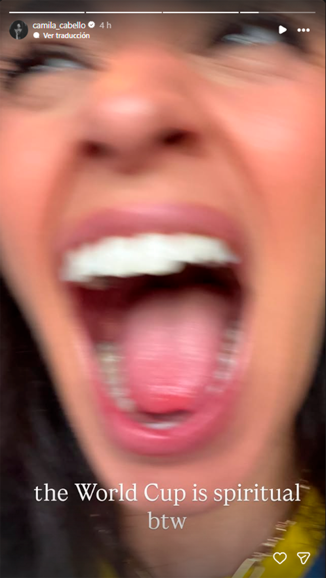 El grito desaforado de Camila Cabello por un gol de Brasil (IG / @camila.cabello)