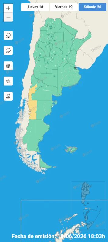 Un frente de origen polar avanzará desde la Patagonia hacia el centro de Argentina y provocará heladas, nevadas en la cordillera y un descenso generalizado de las temperaturas