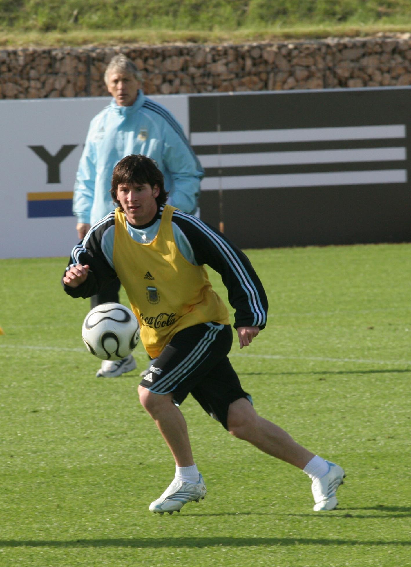 Lionel Messi en un entrenamiento de la selección argentina en el Mundial de Alemania 2006 