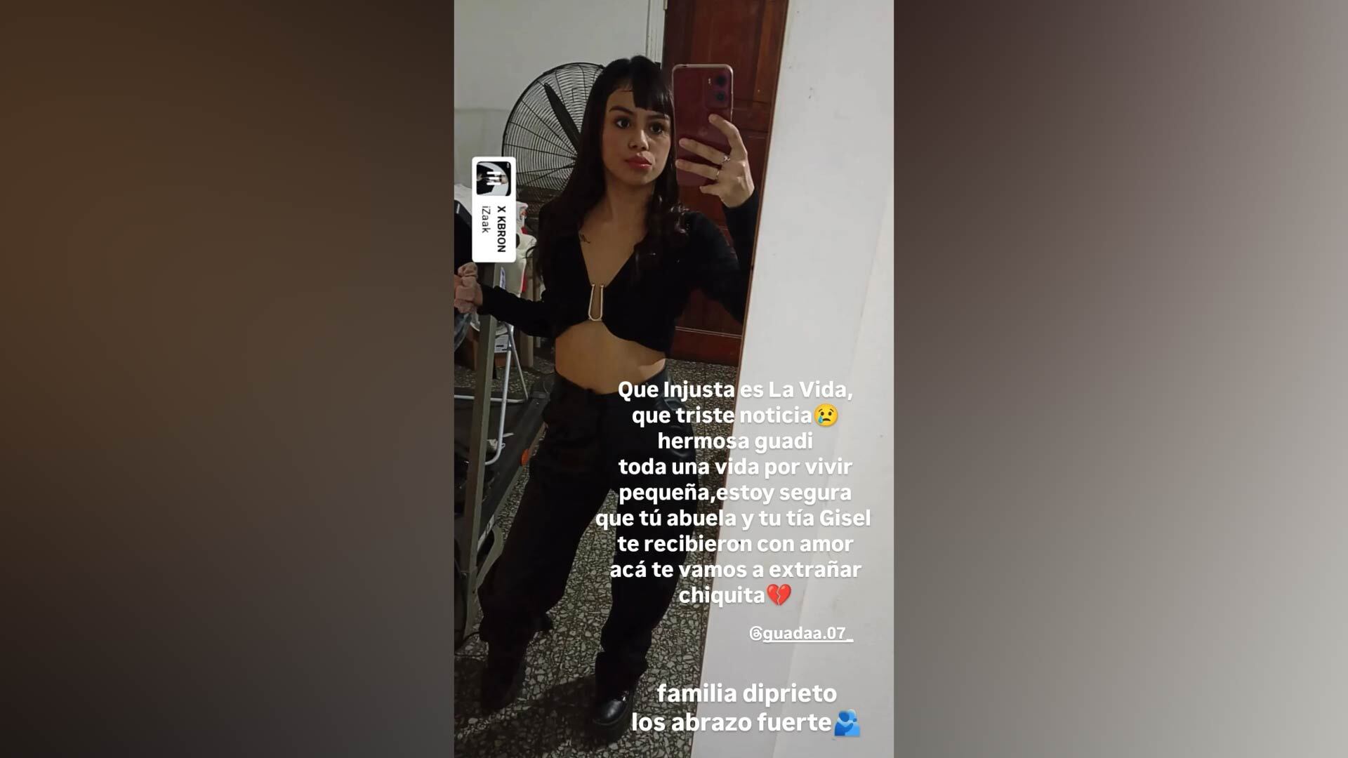 Uno de los mensajes de despedida de Carolina, una de las amigas de Guadalupe