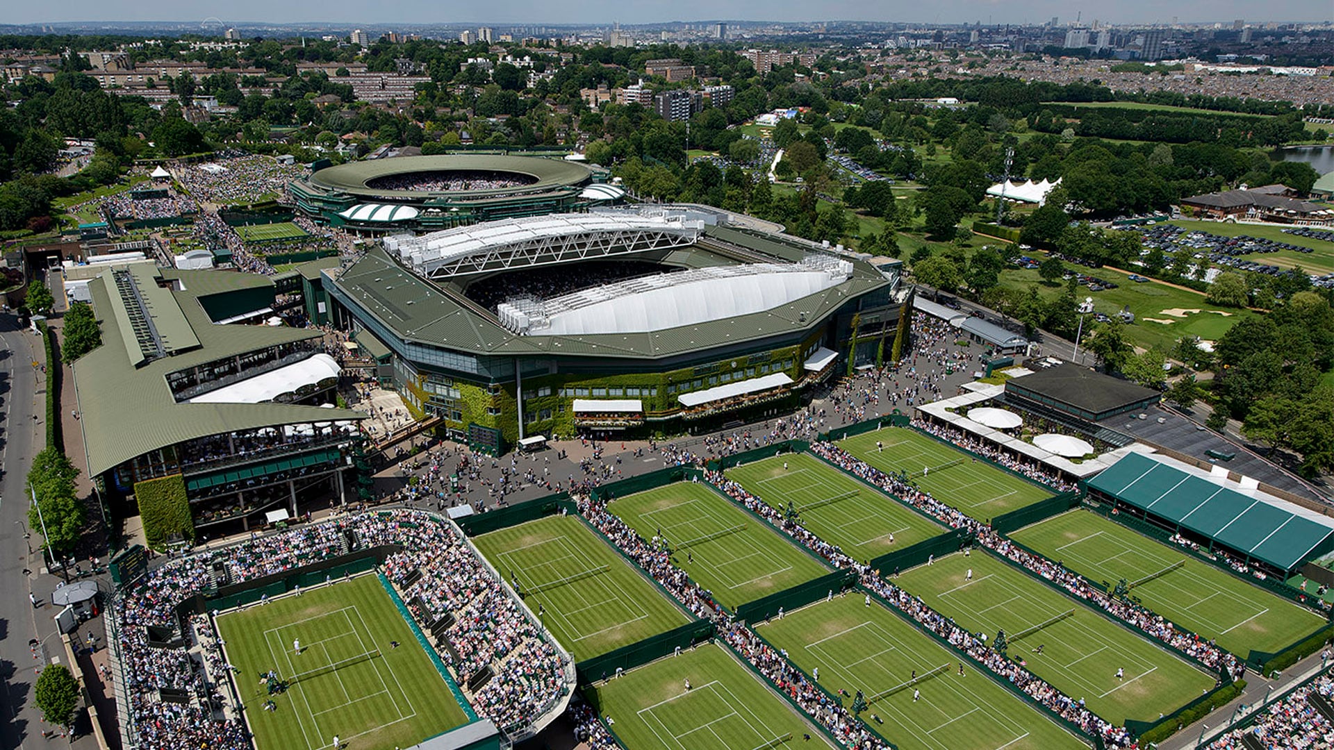 Una vista panorámica del All England Club, sede de Wimbledon (Crédito: Wimbledon oficial)