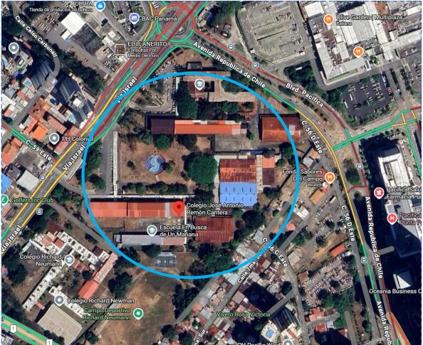 El Colegio José A. Remón Cantera está ubicado en San Francisco, una de las zonas con mayor desarrollo inmobiliario de la capital panameña. Tomada del pliego de licitación