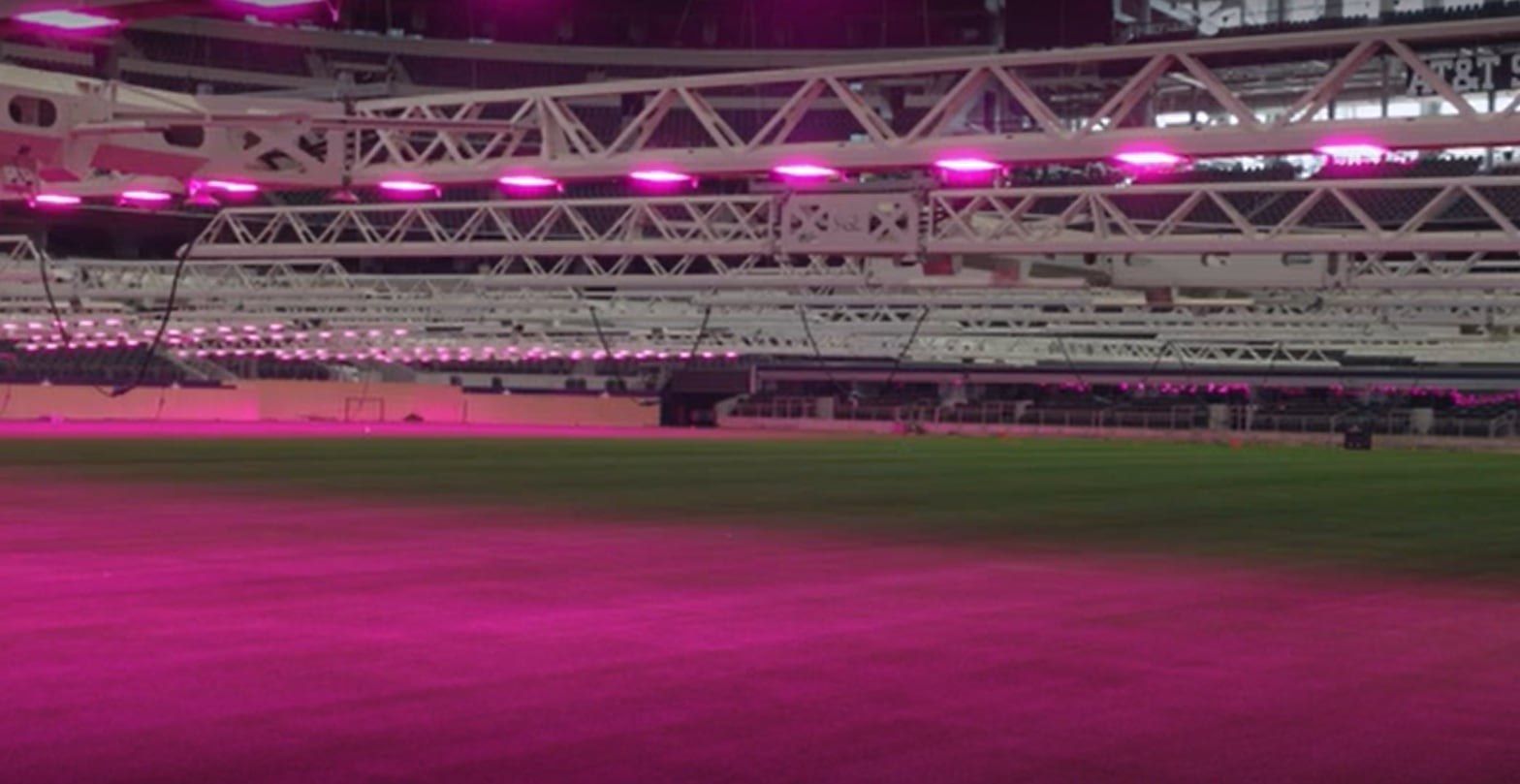 Así es el sistema de luces para cuidar el césped del estadio en Dallas