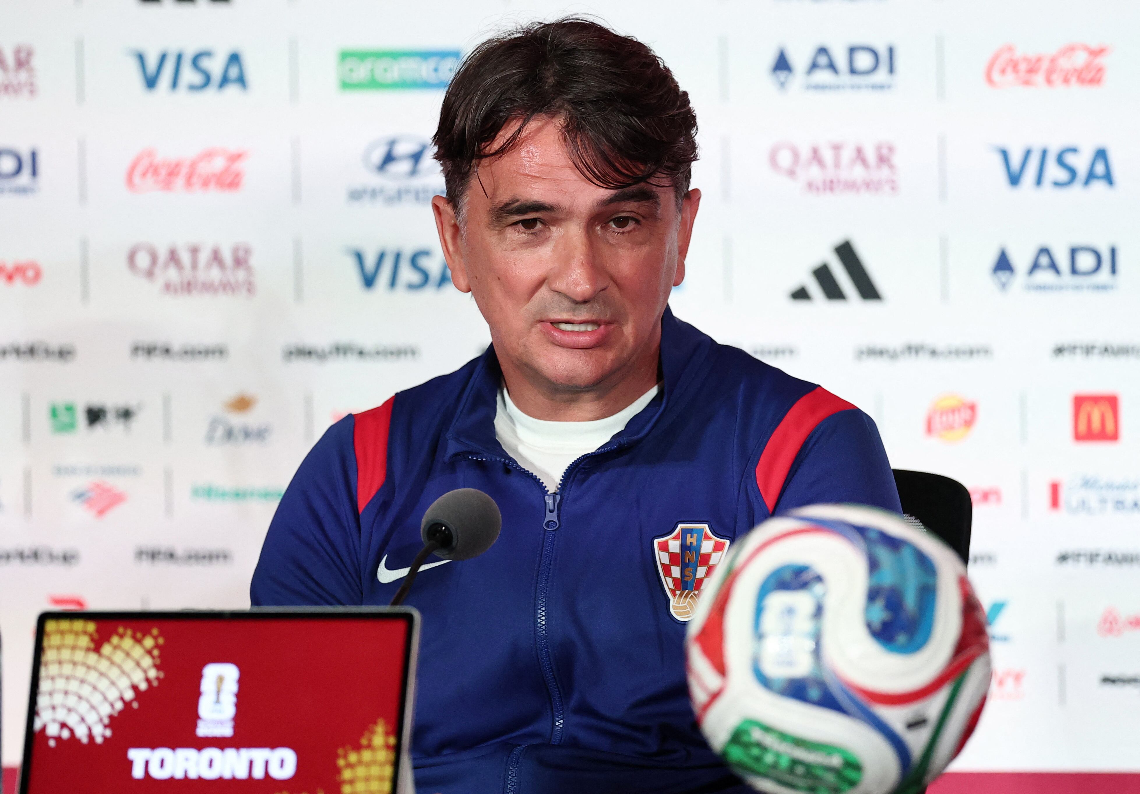 Fútbol - Copa Mundial de la FIFA 2026 - Conferencia de prensa de Croacia - Estadio de Toronto, Toronto, Canadá - 22 de junio de 2026. El seleccionador de Croacia, Zlatko Dalic, durante la conferencia de prensa. REUTERS/Thomas Mukoya