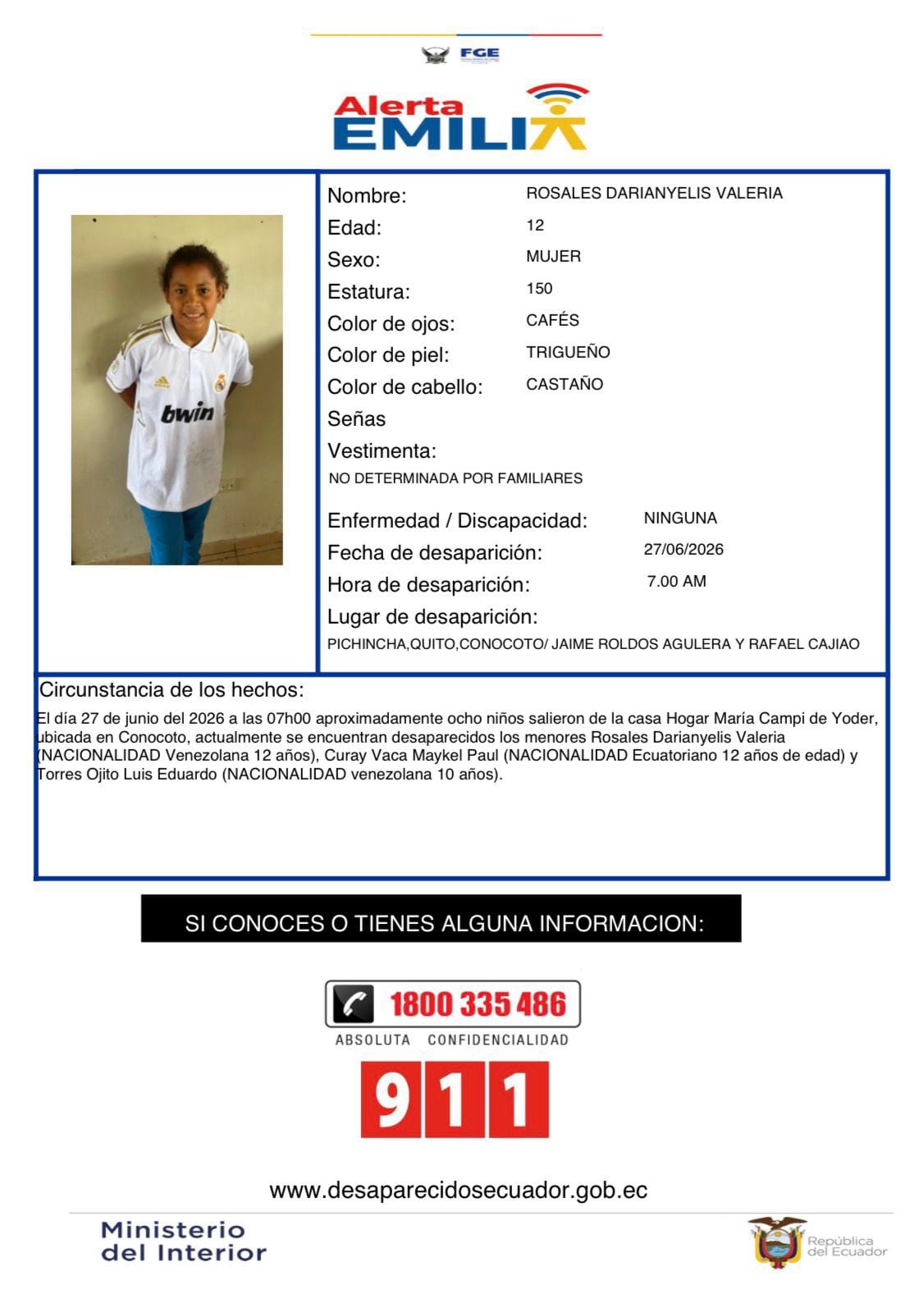 Tres niños siguen desaparecidos tras escapar de una casa de acogida estatal en Quito