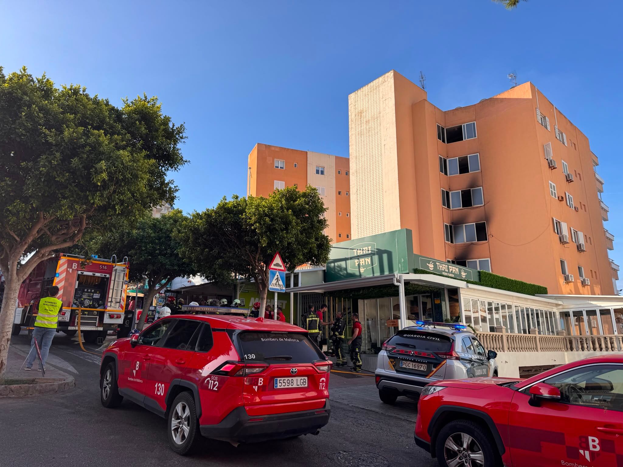Un argentino de 58 años murió en el incendio de un edificio de departamentos en Mallorca durante la madrugada del jueves (Municipio de Calvià)