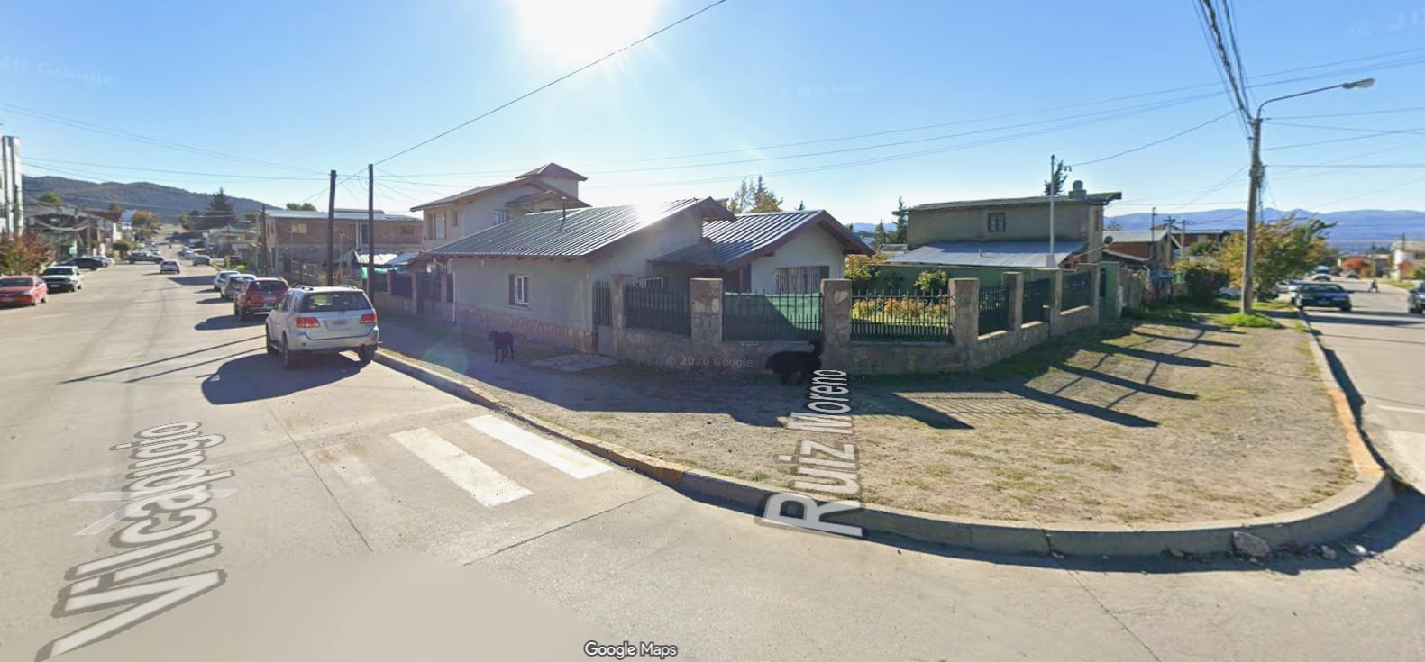 Intersección de las calles Moreno y Vilcapugio donde sucedió el atropello en la ciudad de Bariloche (Google Maps)