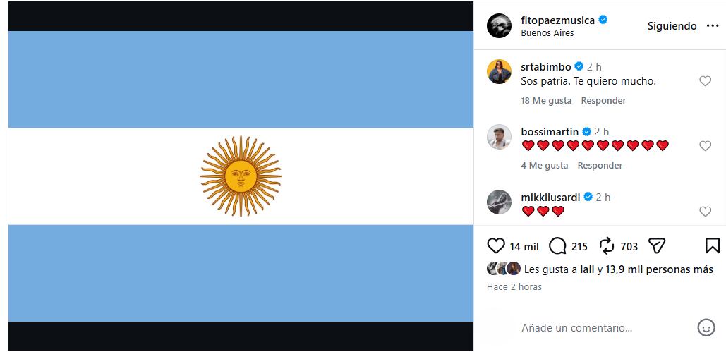 Fito Páez eligió la bandera argentina en la previa del partido frente a Inglaterra 