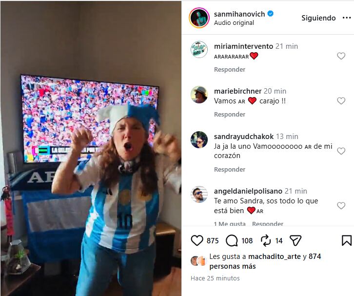 Sandra Mihanovich volvió a lucir toda su locura por la Selección Argentina 