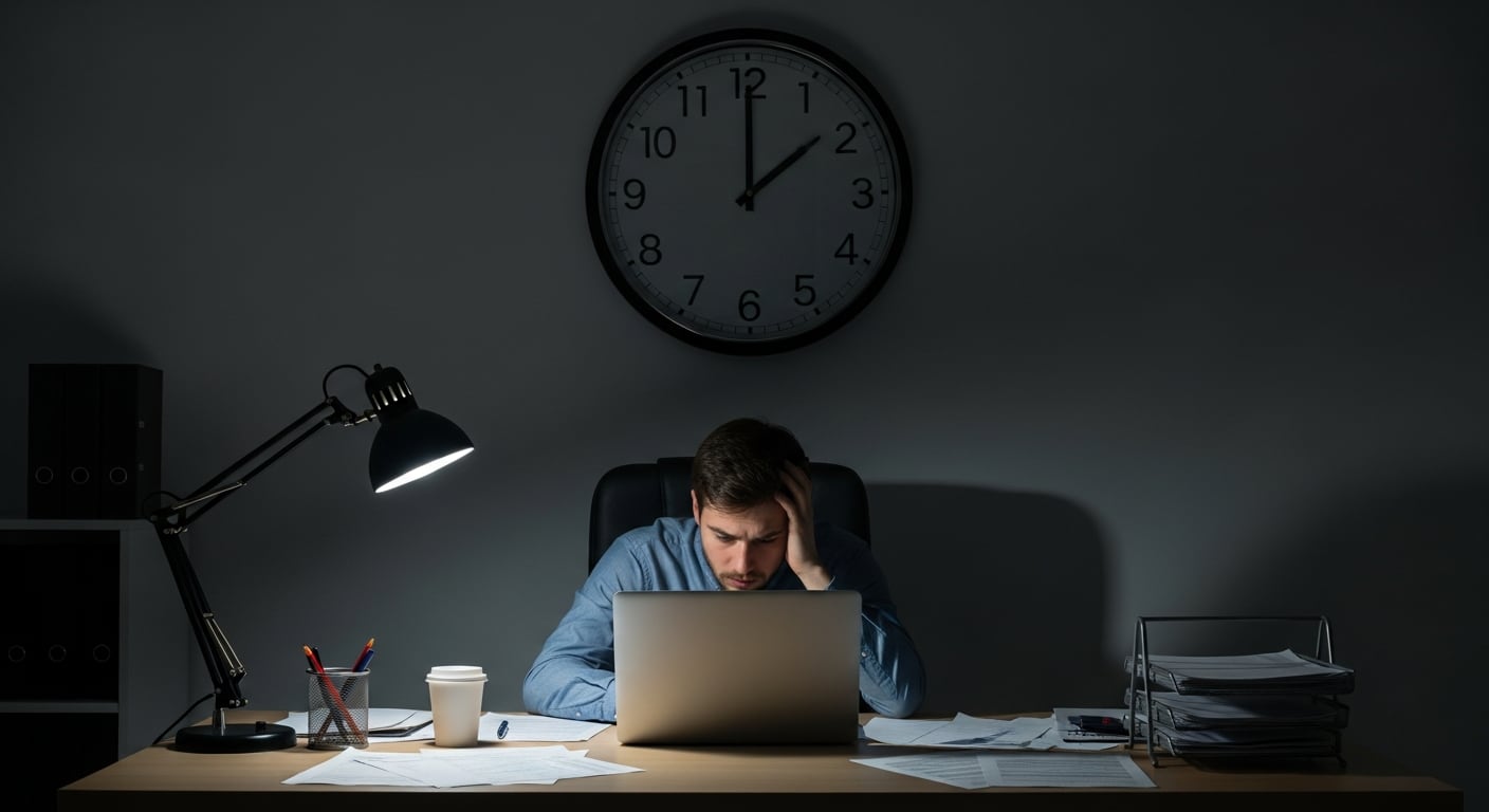 Trabajar 55 horas o más por semana se asocia con un 20% más de probabilidades de obesidad, según datos de la encuesta NHANES (Imagen Ilustrativa Infobae)