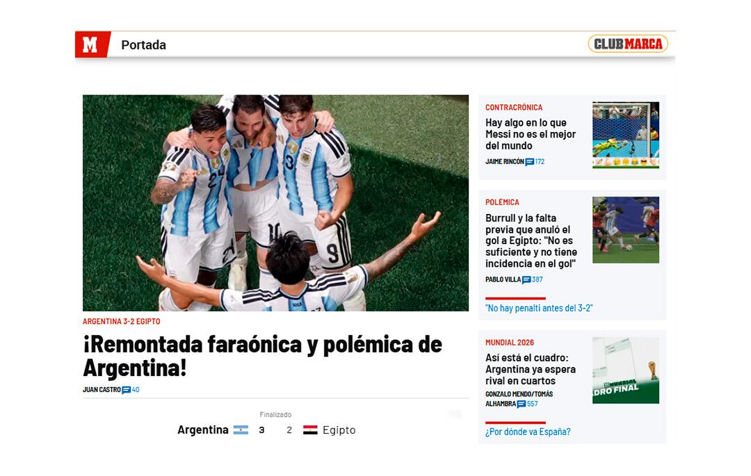 La portada del diario Marca en España