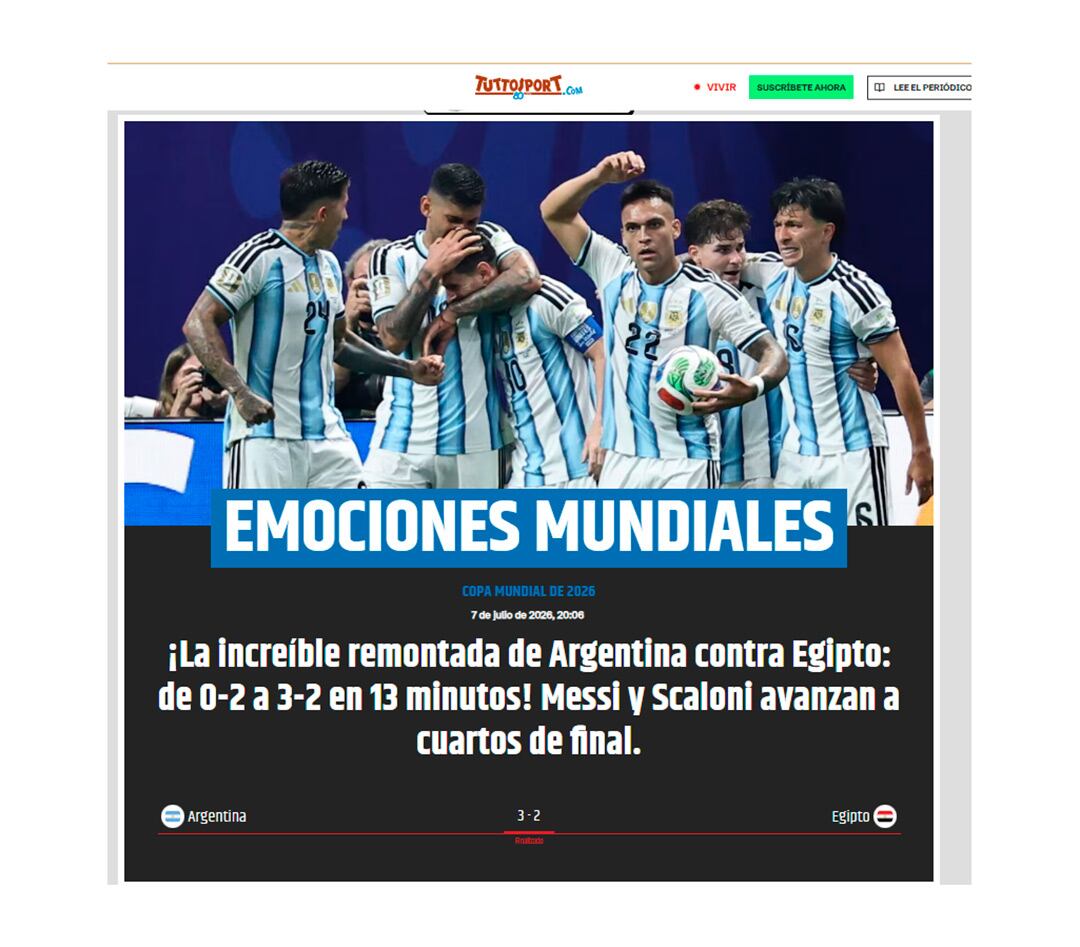 La portada de Tuttosport en Italia