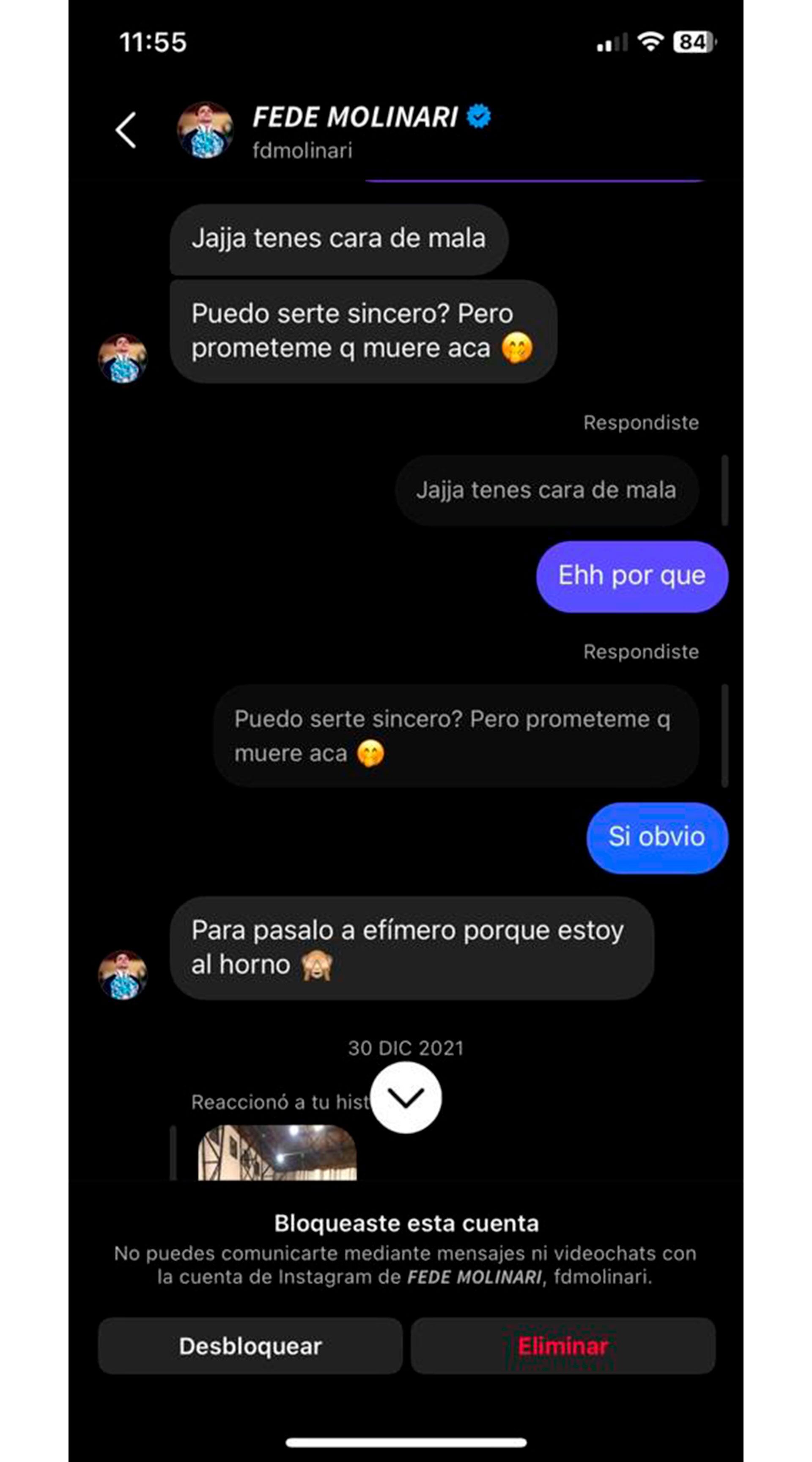 Otro de los chats presentados como prueba