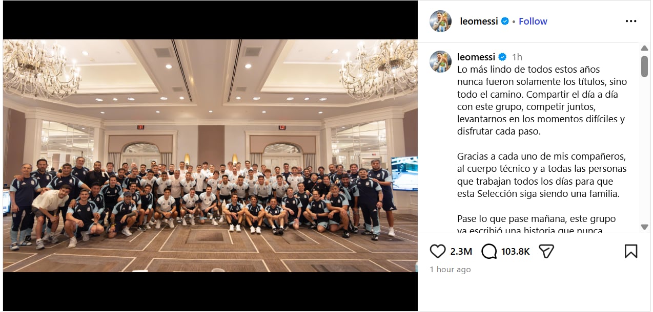 La publicación de Lionel Messi reunió 2,3 millones de me gusta en una hora