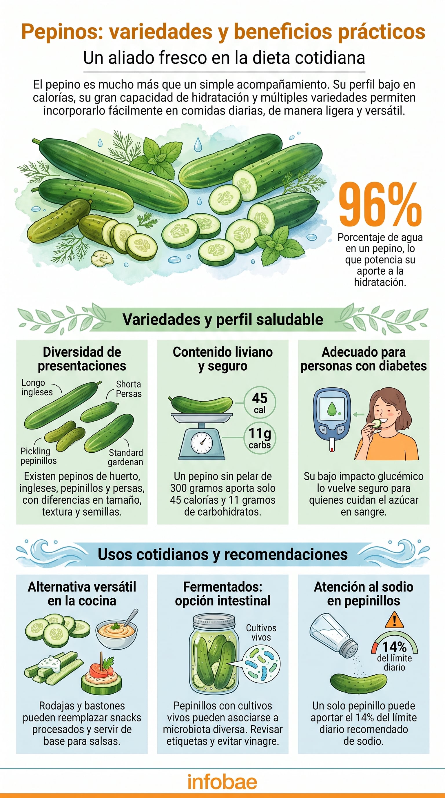 El valor del pepino depende tanto del ingrediente como de con qué se lo combina. (Imagen Ilustrativa Infobae)