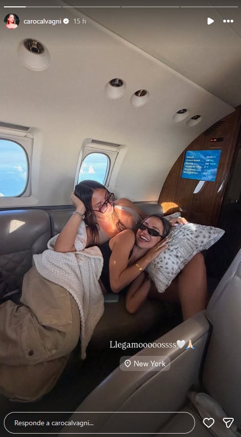 Caro Calvagni documentó su llegada a Nueva York pese a los retrasosy cancelaciones