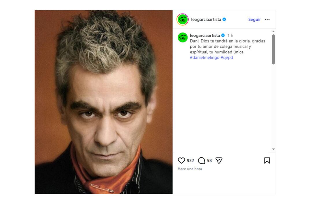 El músico Leo García publica en redes sociales un retrato de Daniel Melingo junto a un mensaje de despedida para el artista.