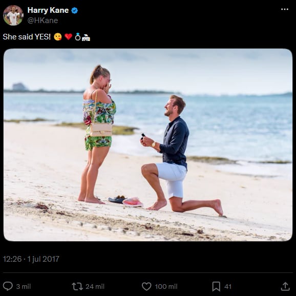 Kane compartió una imagen del momento en que le pidió matrimonio a Kate