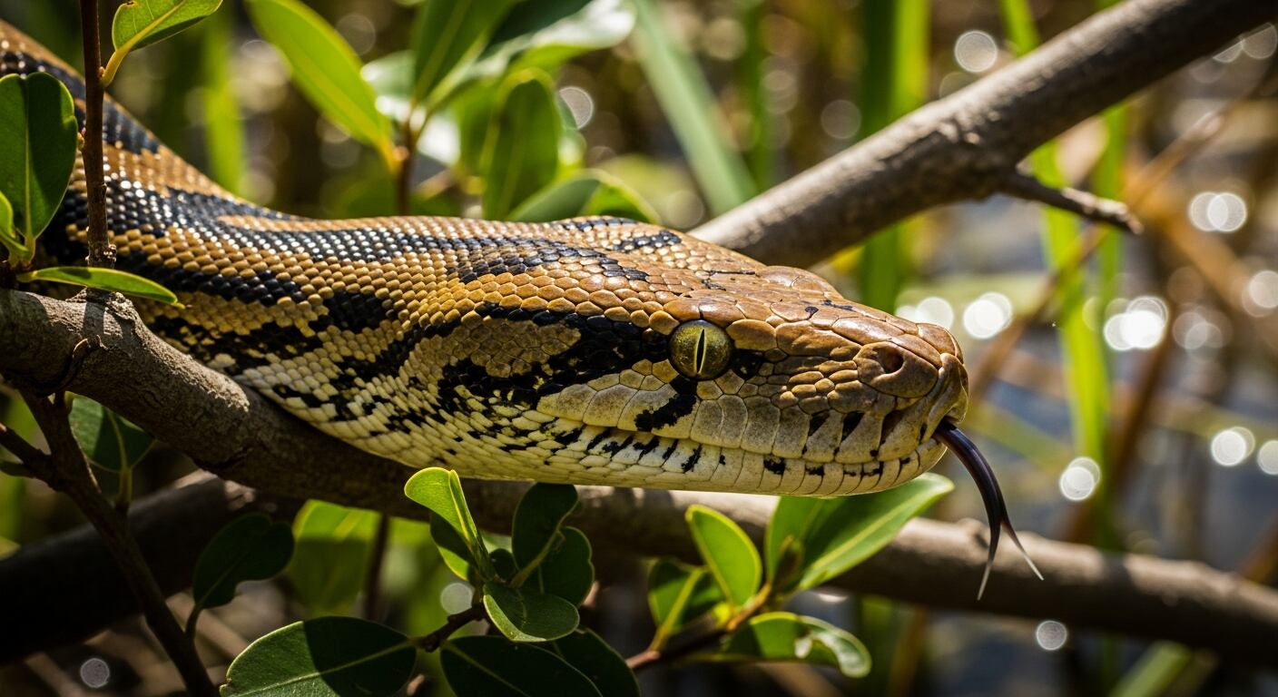 La USFWS señaló que la pitón birmana altera la cadena trófica en Florida por su capacidad para consumir ciervos, caimanes, aves y pequeños mamíferos.(Imagen Ilustrativa Infobae)