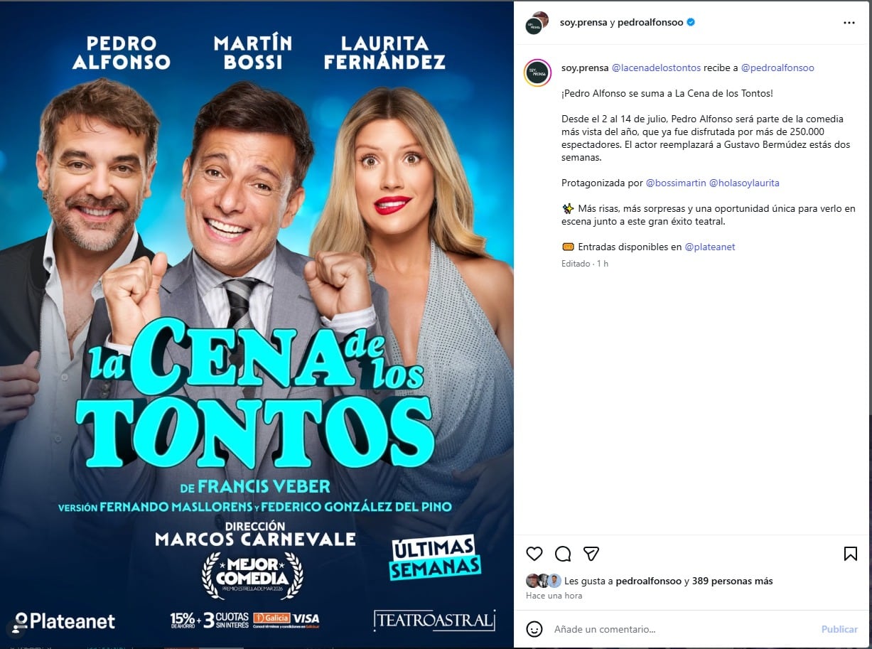 Pedro Alfonso se sumó a La cena de los tontos