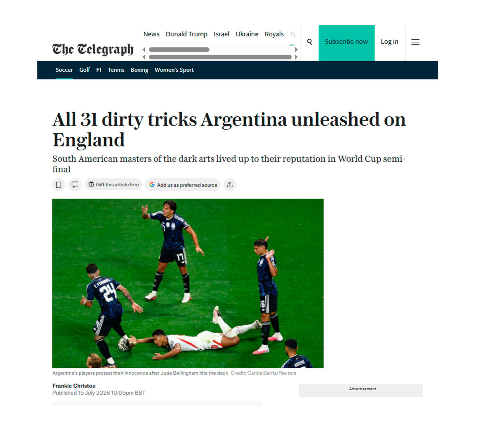 El artículo en el diario The Telegraph