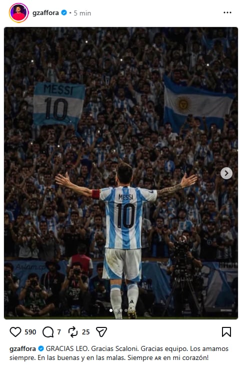El agradecimiento de Guido Záffora a Lionel Messi