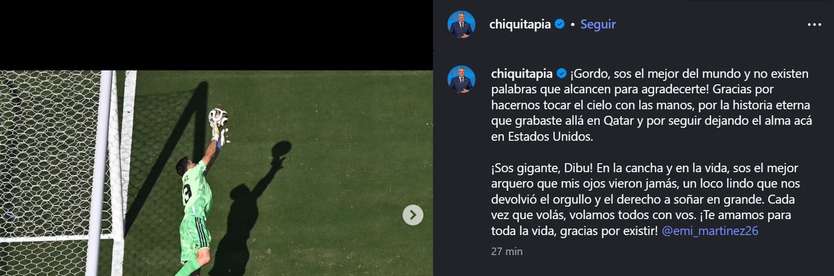 El posteo especial de Tapia para el Dibu Martínez