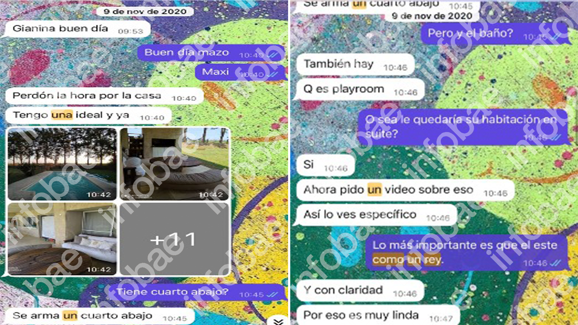 Chat entre Gianinna Maradona y Maximiliano Pomargo por la elección de la casa para la internación domiciliaria