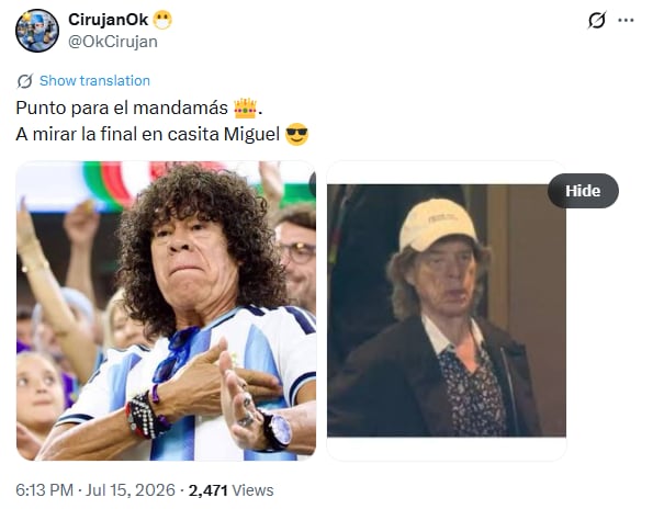 El paralelismo entre La Mona y Jagger fue munición perfecta para la burla argentina
