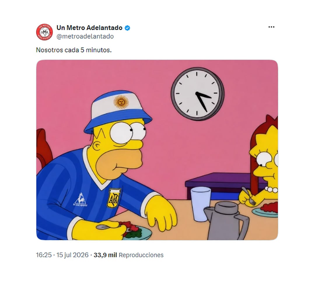 La ansiedad de los argentinos esperando el partido, retratada por los Simpson