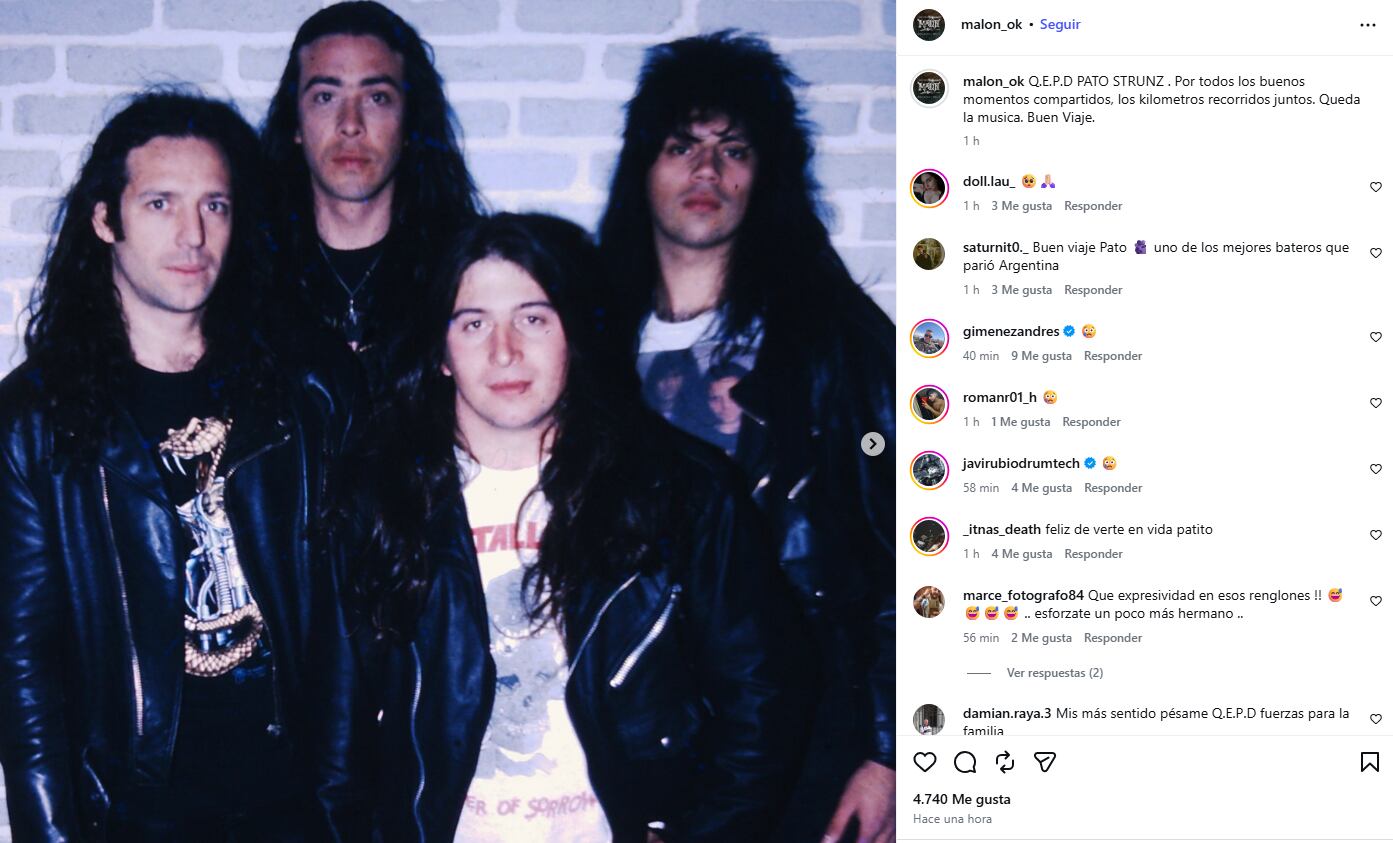 Murió Pato Strunz, histórico baterista de Hermética, Malón y figura emblemática del heavy metal argentino