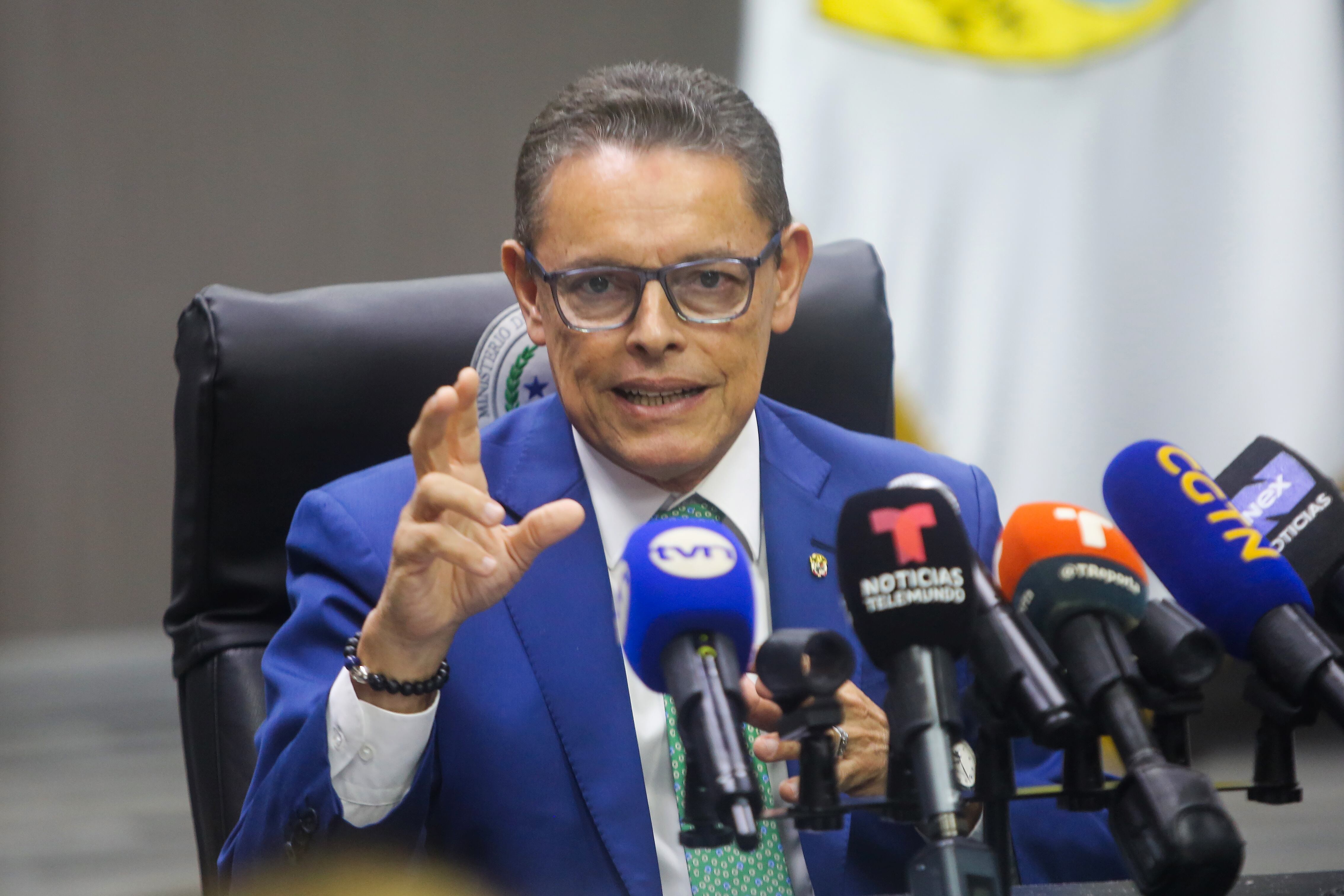 El ministro de Seguridad Pública, Frank Alexis Abrego, anunció la creación de la nueva unidad como parte del fortalecimiento del Plan Firmeza. EFE/Carlos Lemos