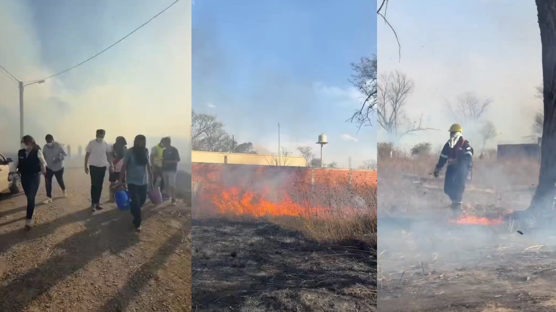 Unidades de Defensa Civil y Bomberos trabajan en simultáneo para controlar los más de 25 incendios (Fuente: Municipalidad Salta)