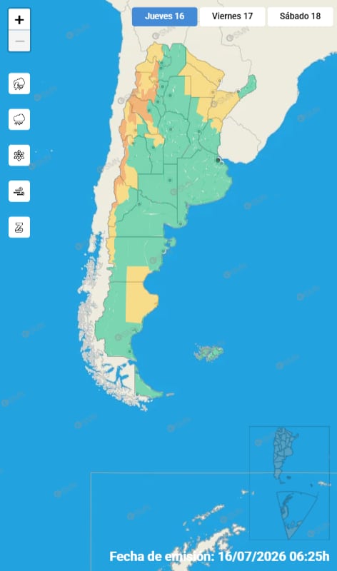 Las distintas alertas en el resto del país