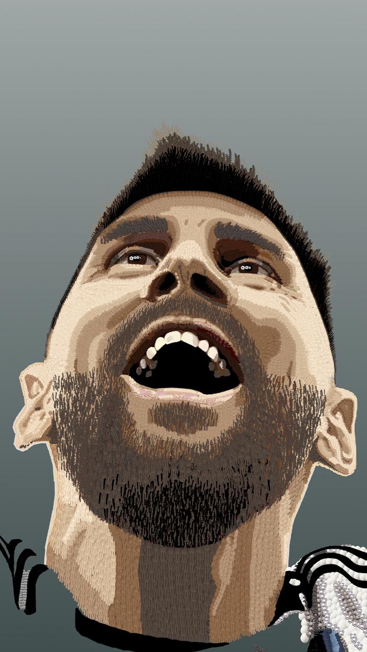 La artista argentina recreó el momento en que Messi levanta la Copa del Mundo en Catar a partir de una fotografía de base (Instagram)