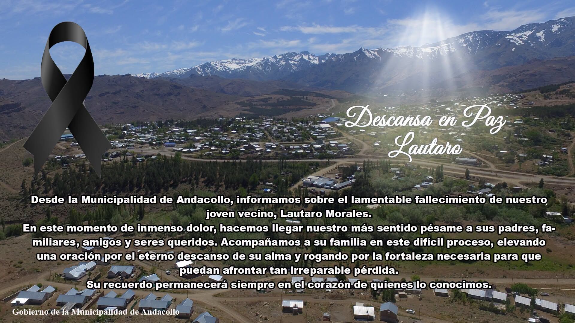La Municipalidad de Andacollo confirmó la muerte de Lautaro Morales y la comunidad expresó su dolor en redes sociales mientras avanza la investigación