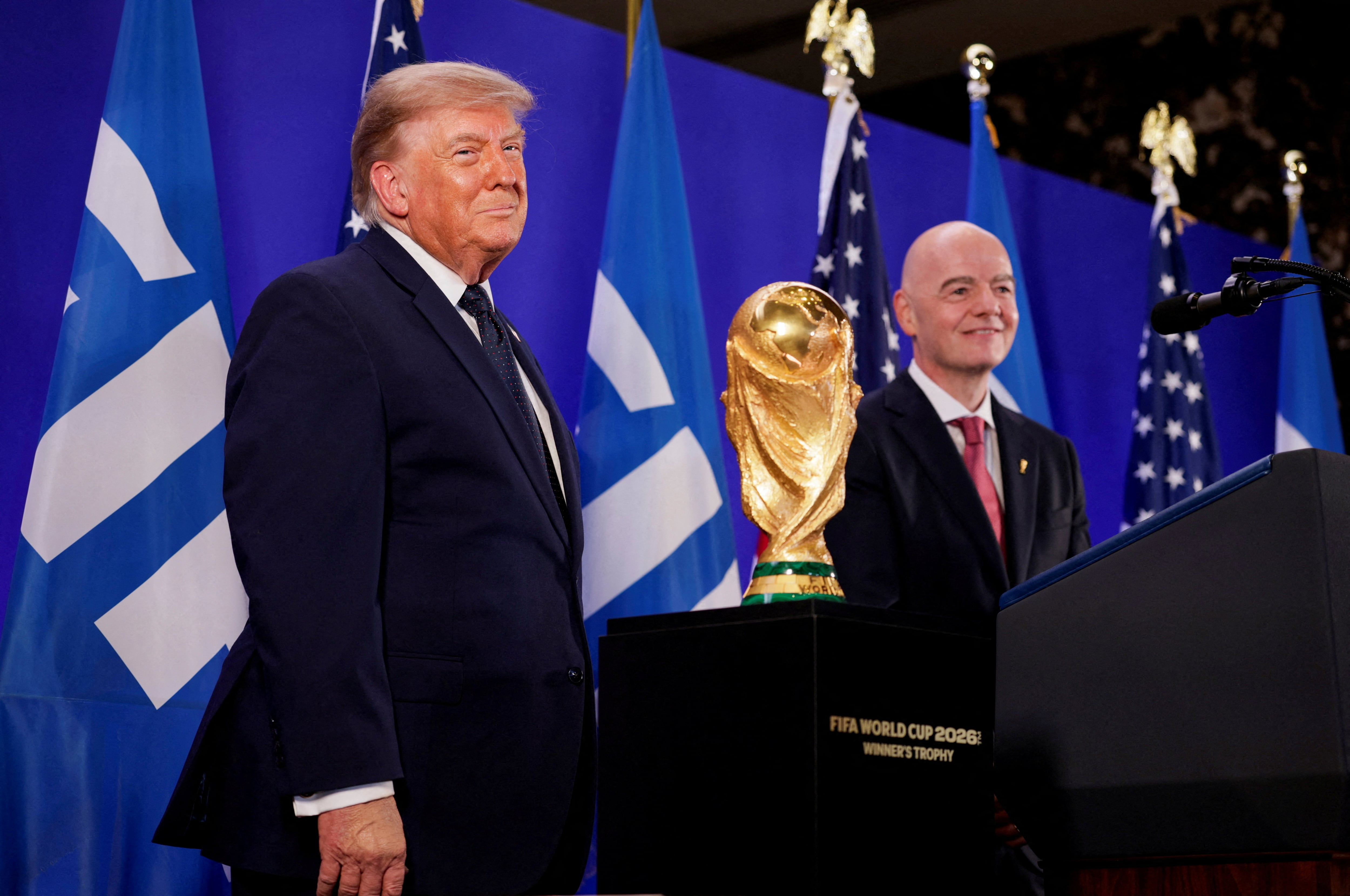 En Nueva York, Trump detalló que la recaudación del torneo alcanzó los 19,2 billones de dólares (Reuters)