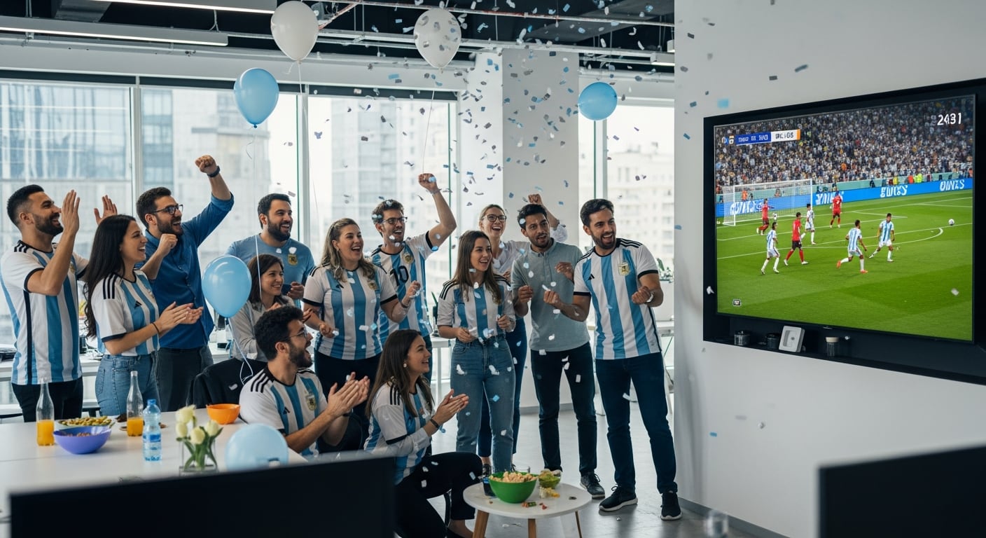 Una encuesta sobre el Mundial mostró que nueve de cada diez trabajadores argentinos percibe una productividad igual o mejor durante el torneo (Imagen Ilustrativa Infobae)