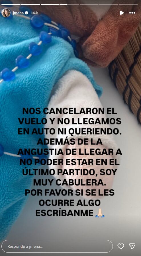 Jimena Barón expresó su angustia ante la cancelación de su vuelo hacia la final de la Copa del Mundo