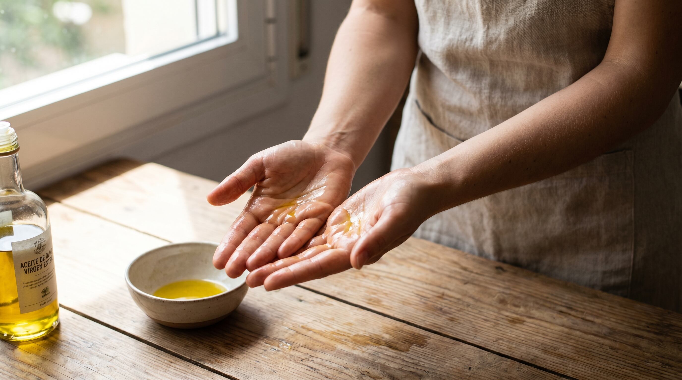 El aceite de oliva contiene ácido oleico, ácido palmítico y escualeno, compuestos que ayudan a retener humedad en el cabello (Imagen Ilustrativa Infobae)