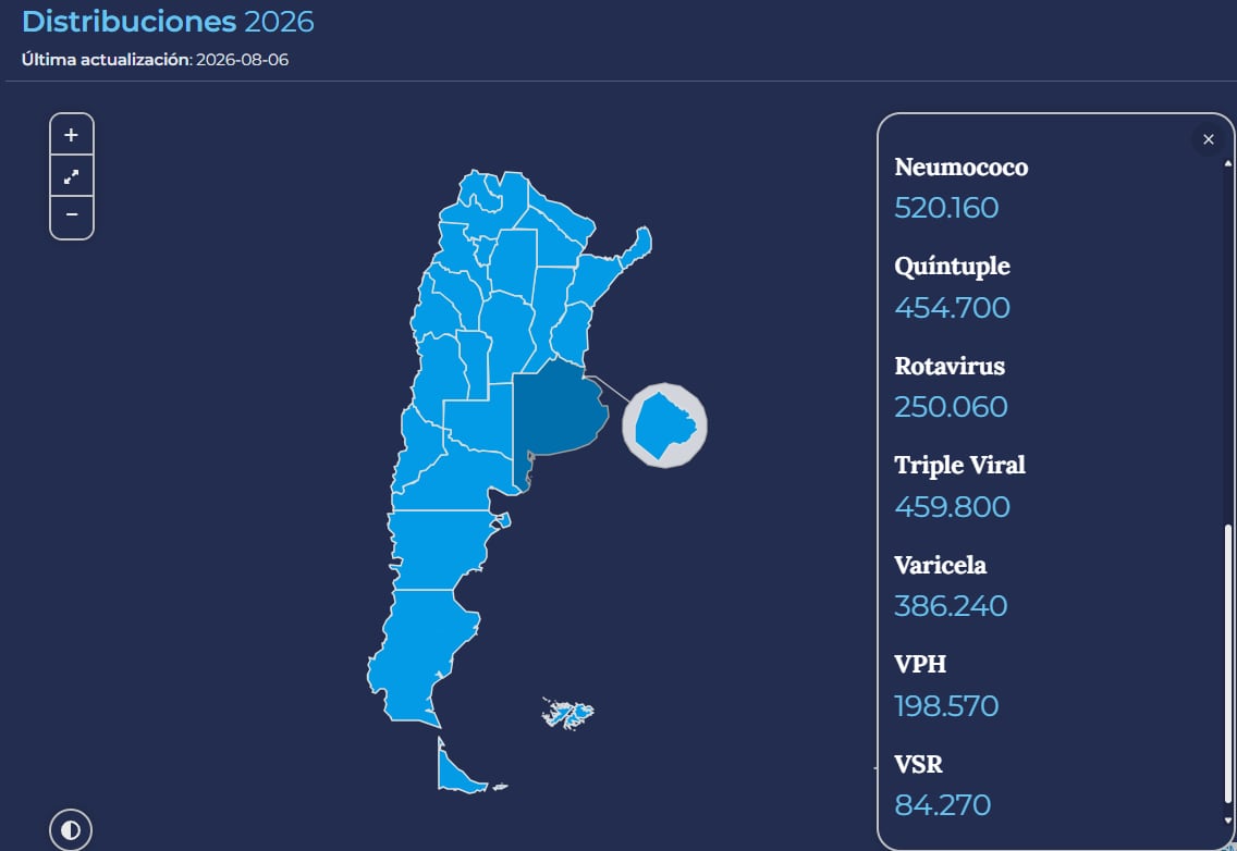 La logística de distribución de vacunas depende de cada provincia, que recibe las dosis en uno o varios puntos centrales y es responsable de su entrega local (Min de Salud)