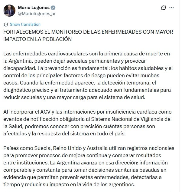 El Ministerio de Salud pone la lupa sobre los casos de ACV y de insuficiencia cardíaca en Argentina: la nueva medida