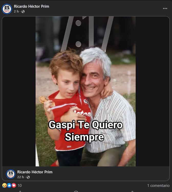 Gaspi en su infancia junto a su padre (Facebook)