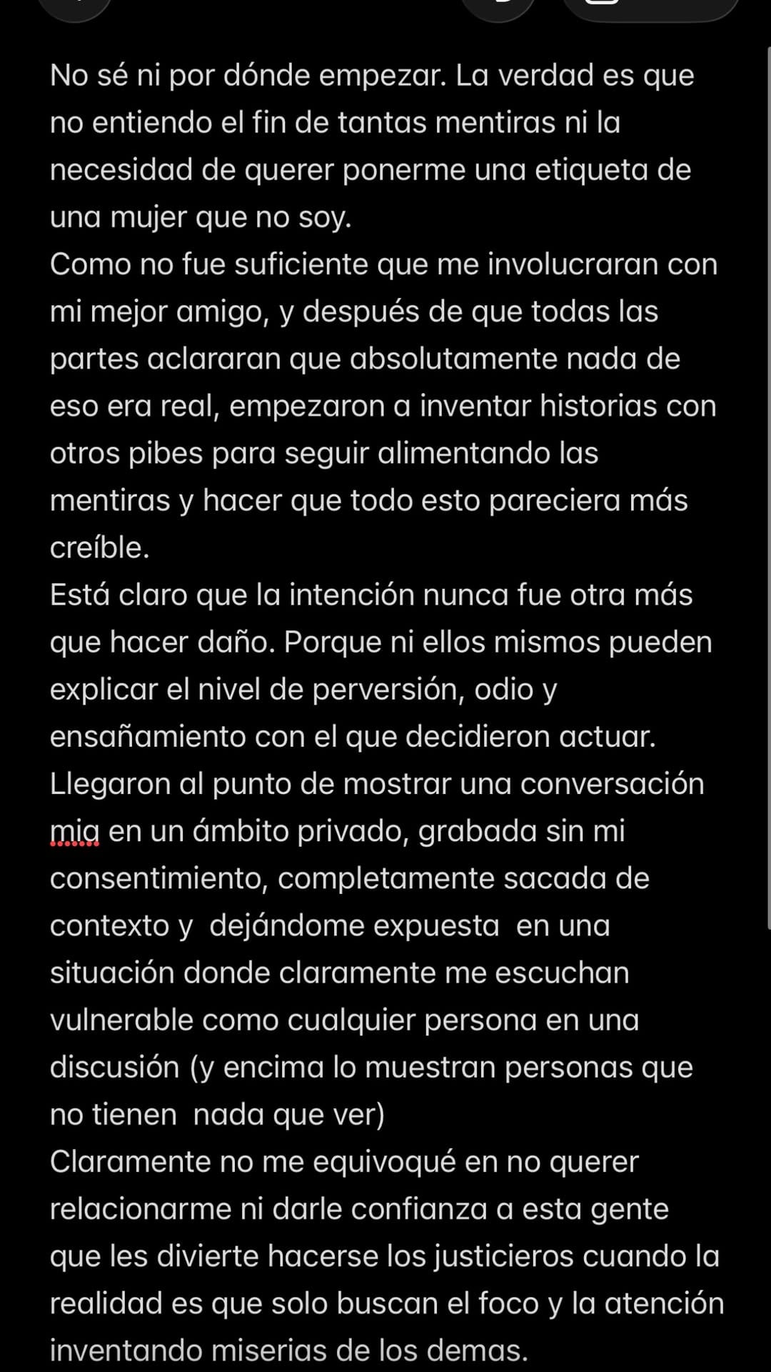 El descargo que subió Acosta luego de la filtración de un audio privado
