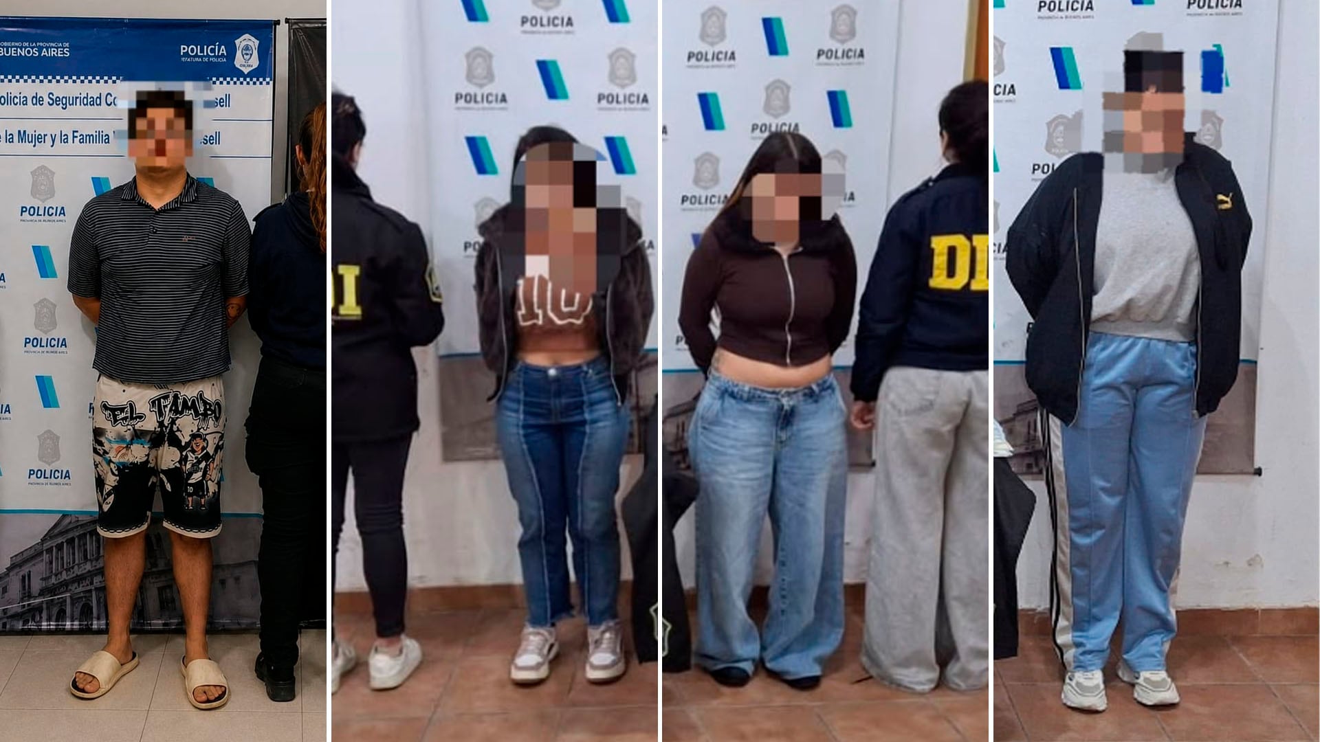 Thomas Isaías Romero, Luana Meza Romero, Julieta Santillán y Camila Muñoz quedaron detenidos
