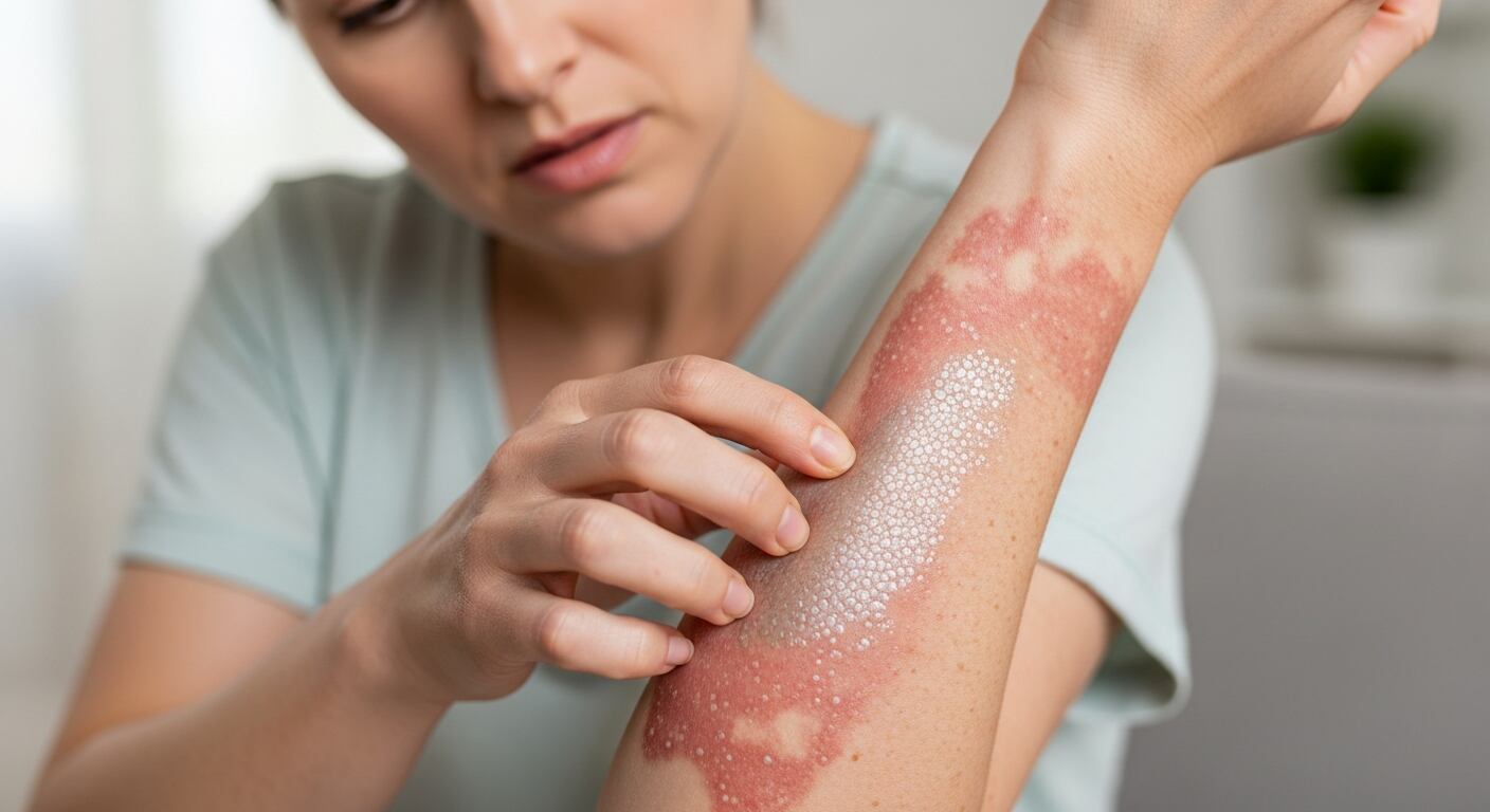 En psoriasis suele aparecer lesiones rojas cubiertas por escamas blancas y secas (Imagen Ilustrativa Infobae)