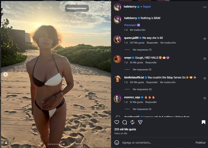 Halle Berry celebró sus 60 años en Los Cabos, México, y compartió imágenes en bikini mientras mostraba su gran estado físico (Instagram)