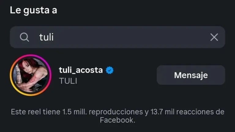 Tuli Acosta y el like a La Joaqui