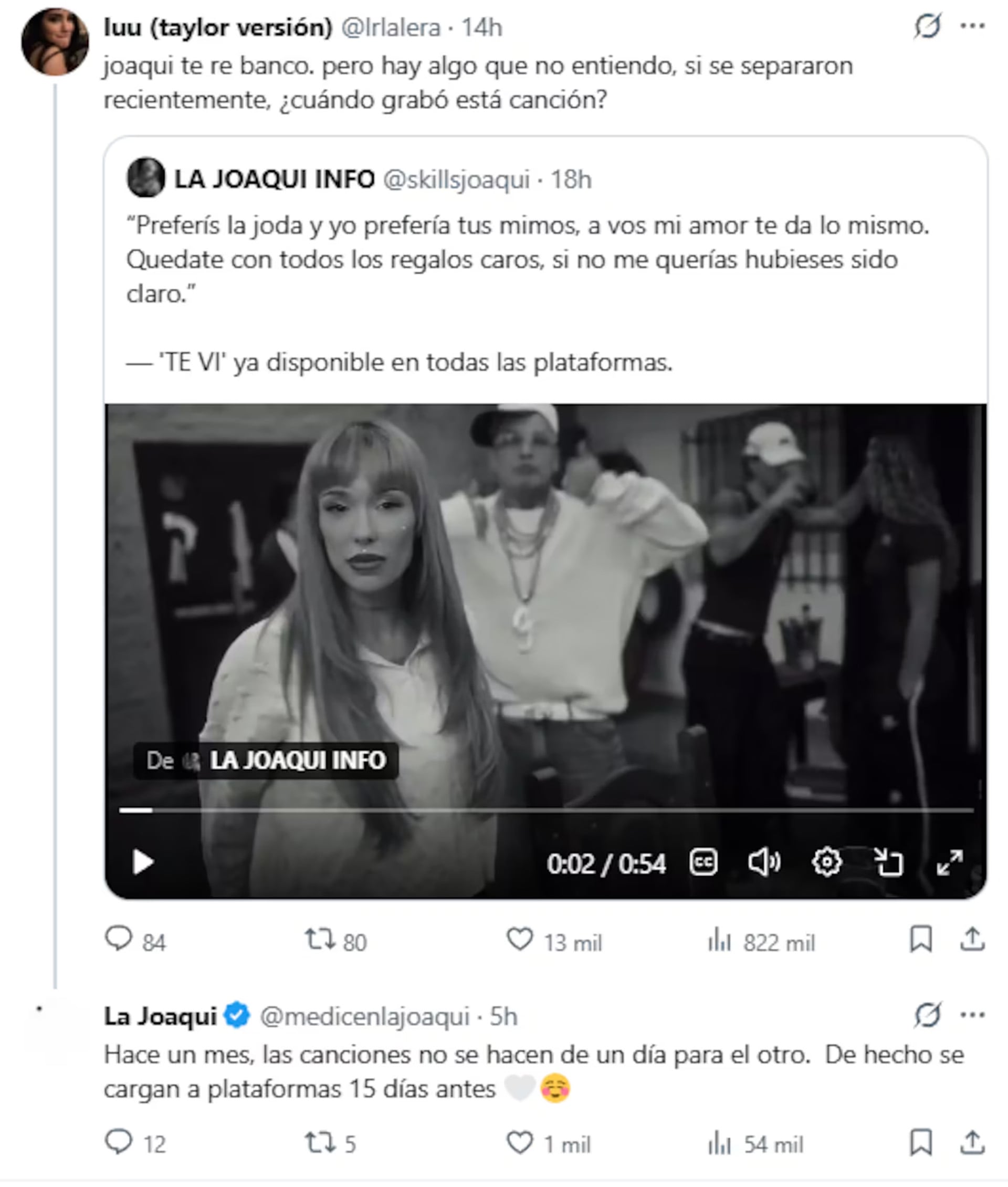 La Joaqui aclara sobre su canción
